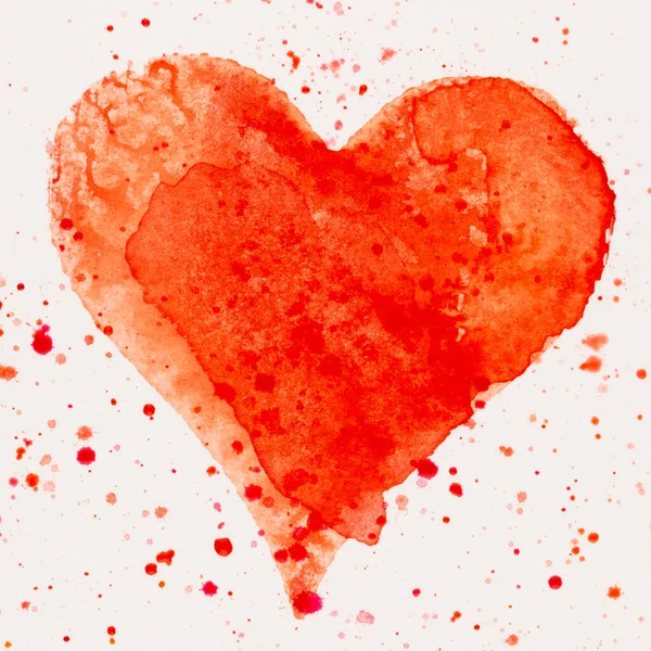 Aquarell Herz Valentinstag Glückwunschkarte Liebe Beziehung Kunst Malerei — Stockfoto