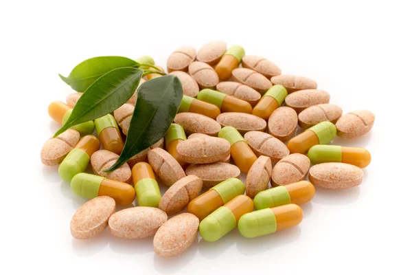 Natural Vitamin Supplements White Background — Stock Photo, Image