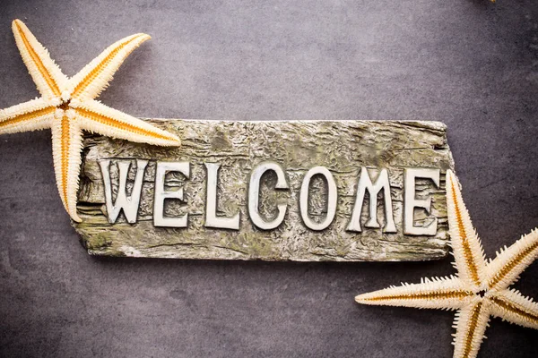 Inscription Welcome Marine Accessories Starfish Shells — Stock Photo, Image