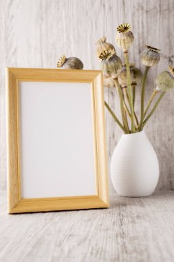 Photo frame on the table, the interior decor.