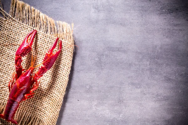 Gri arkaplanda nehir kerevitleri.