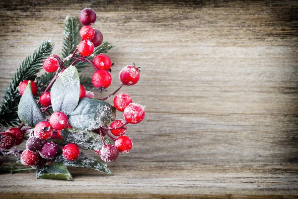 Christmas Wreath Red Berries Fur Tree Cones — Stock Photo, Image
