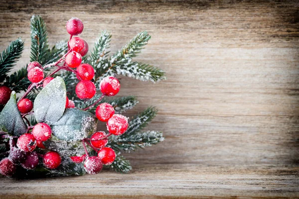 Christmas Wreath Red Berries Fur Tree Cones — Stock Photo, Image