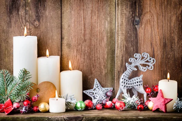 Christmas Advent Candles Festive Decor — Stock Photo, Image