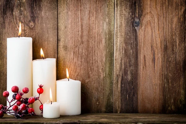 Χριστουγεννιάτικα Κεριά Και Φώτα Χριστουγεννιάτικο Φόντο — Φωτογραφία Αρχείου