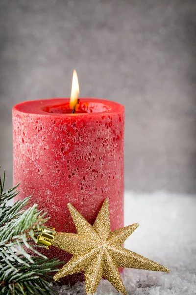 Candele Rosse Natale Luci Sfondo Natale — Foto Stock