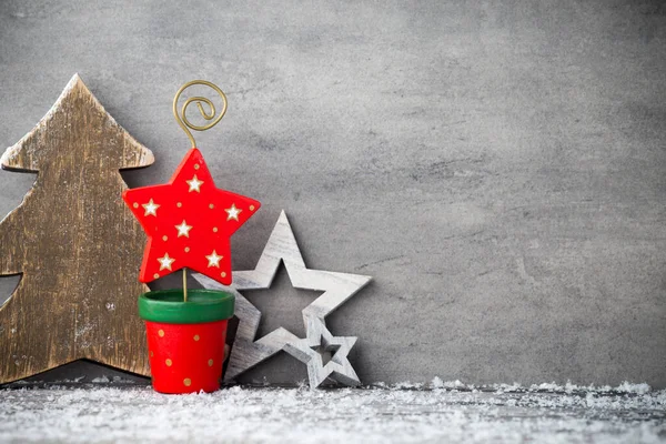 Gray Metal Background Christmas Decoration — Stock Photo, Image