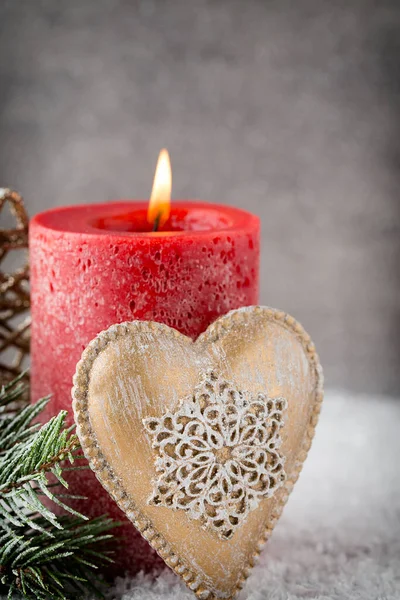 Red Christmas Candles Lights Christmas Background — Stock Photo, Image