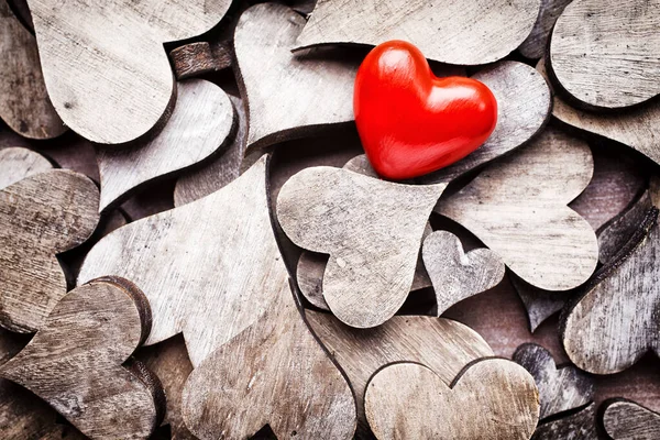 Ξύλινες Καρδιές Ρουστίκ Στυλ Ευχετήρια Κάρτα — Φωτογραφία Αρχείου