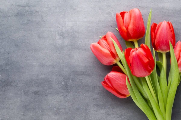 Red Tulips Wooden Background — Stock Photo, Image