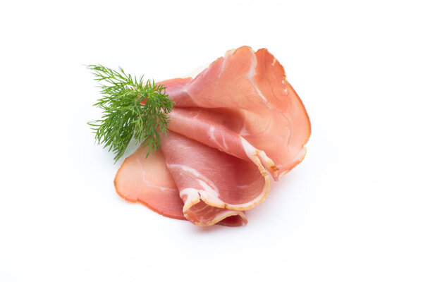 Jamon of ham on white background.