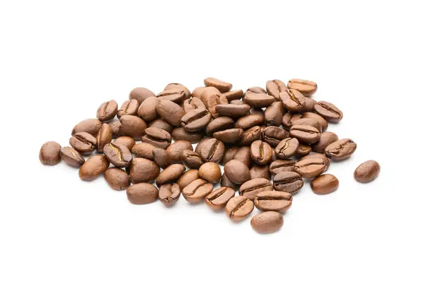 Coffee Beans Isolated White Background Closeup Macro — Stock Photo, Image