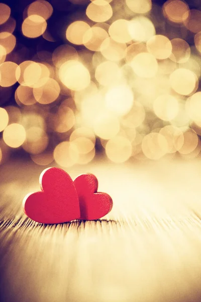 Rojo Forma Corazón Sobre Fondo Madera — Foto de Stock