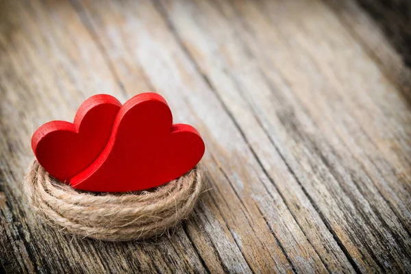 Red Heart Shaped Wooden Background — Stock Photo, Image