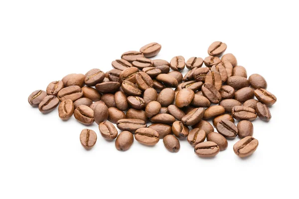 Kaffebönor Isolerad Vit Bakgrund Närbild Makro — Stockfoto