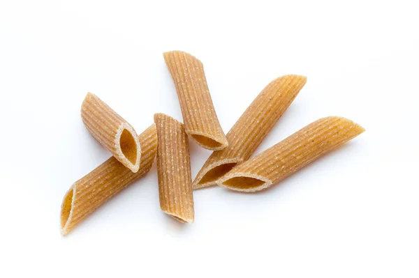 Wholegrain Pasta Macaroni Pasta Close Isolated White — Stock Photo, Image