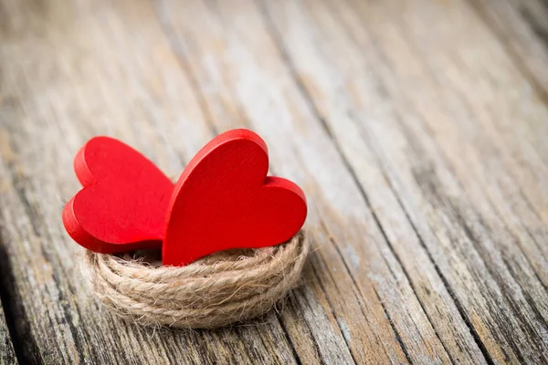 Rojo Forma Corazón Sobre Fondo Madera — Foto de Stock