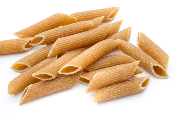 Pastas Integrales Pasta Macarrones Cerca Aislada Sobre Blanco — Foto de Stock