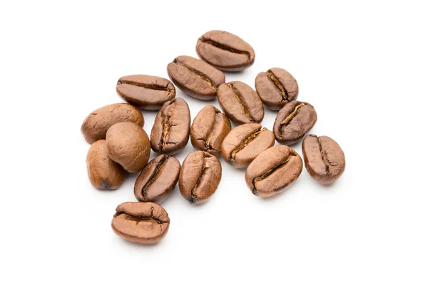 Coffee Beans Isolated White Background Closeup Macro — Stock Photo, Image