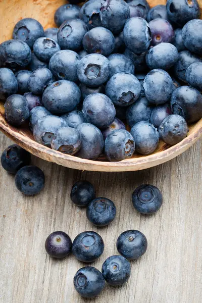 Blueberries Bowl Wooden Table — Stock Photo, Image