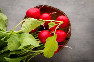 Turp taze, gri arka planda..