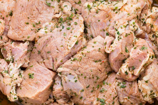 Morceaux Viande Porc Frais Marinade — Photo