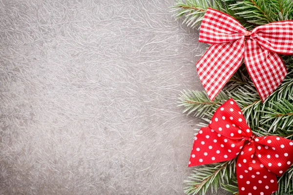 Spruce Branch Christmas Decorations Gray Background — Stock Photo, Image