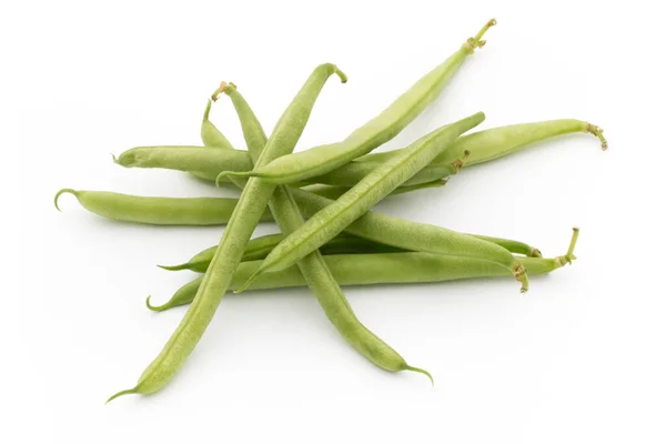 Haricots Verts Isolés Sur Fond Blanc — Photo