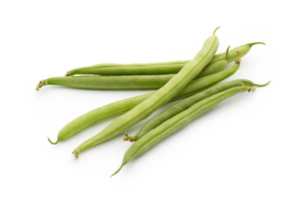 Haricots Verts Isolés Sur Fond Blanc — Photo