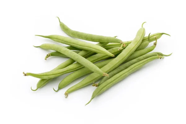 Haricots Verts Isolés Sur Fond Blanc — Photo