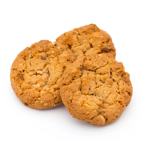 İzole edilmiş arkaplanı olan yulaf ezmeli kurabiyeler.