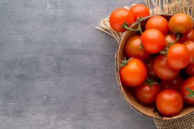 Gri arkaplanda domates.
