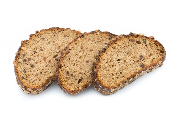 Кусочки Ржаного Хлеба Белом Фоне — стоковое фото