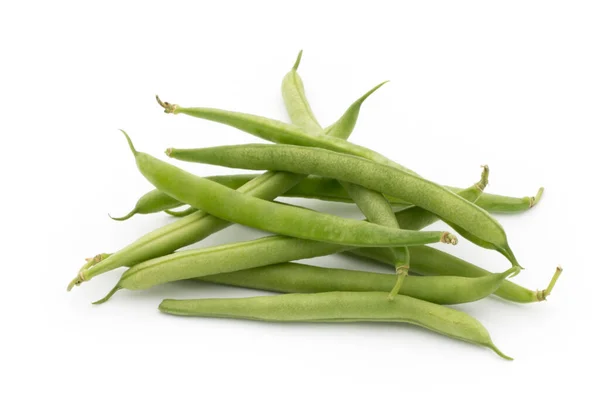 Haricots Verts Isolés Sur Fond Blanc — Photo