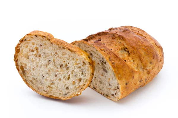 Bochenek Chleba Wyizolowany Białym — Zdjęcie stockowe