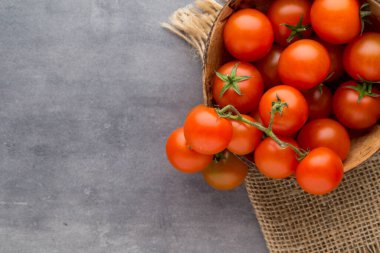 Gri arkaplanda domates.