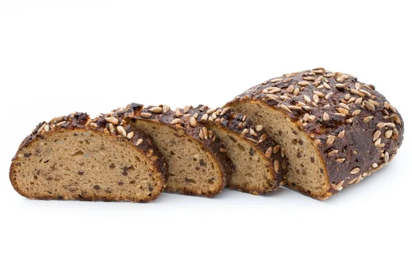 Schijfjes Roggebrood Geïsoleerd Witte Achtergrond — Stockfoto