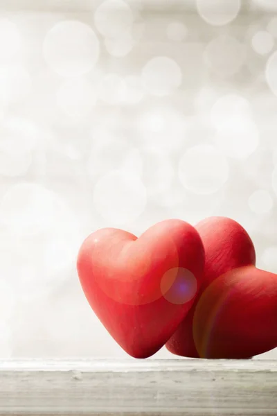 Red Heart Wooden Background — Stock Photo, Image