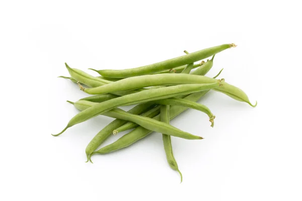 Haricots Verts Isolés Sur Fond Blanc — Photo