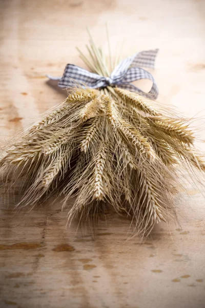 Wheat Bunch Menu Board Wooden Background — Stock Photo, Image