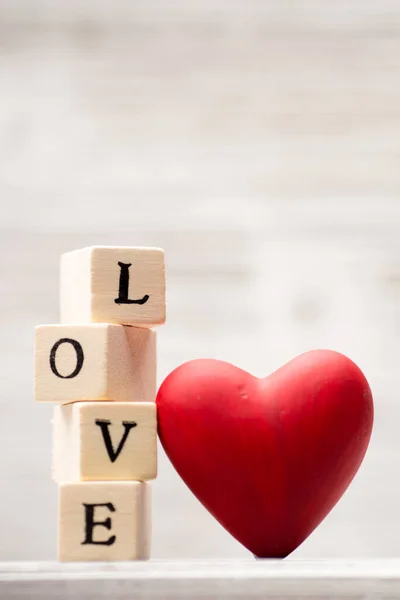 Messaggio Amore Scritto Blocchi Legno — Foto Stock