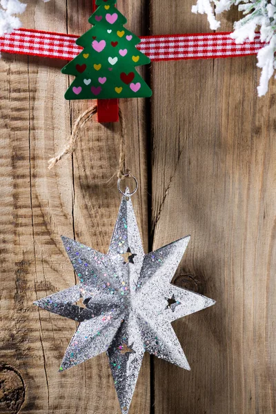 Tablero Madera Con Clavijas Adorno Navidad Fijado —  Fotos de Stock