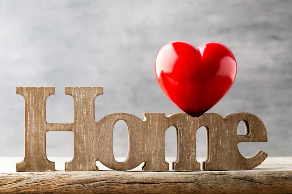 Home Decor Home Message Written Heart Wooden Blocks — Stock Photo, Image
