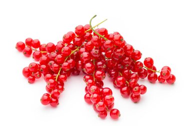 Kırmızı frenk üzümleri beyaz arkaplanda hala izole bir yaşam sürüyor.