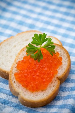 Tereyağlı ve kırmızı somonlu sandviç..