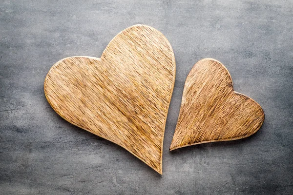 Wooden Rustic Heart Grey Background — Stock Photo, Image