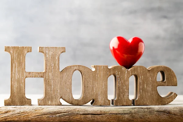 Home Decor Home Message Written Heart Wooden Blocks — Stock Photo, Image