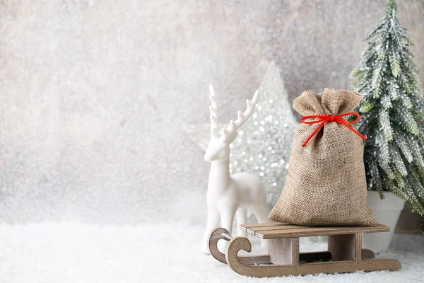 Noel Süsü Çuval Bezli Hediye Paketi Noel Gardı — Stok fotoğraf