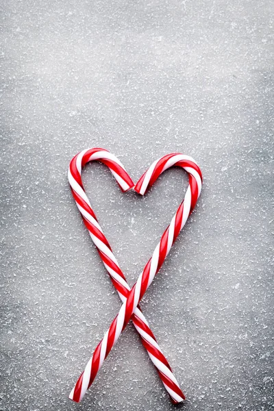 Christmas Decors Gray Background Candy Cane — Stock Photo, Image