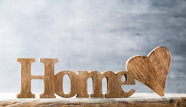 Home Decor Home Message Written Heart Wooden Blocks — Stock Photo, Image
